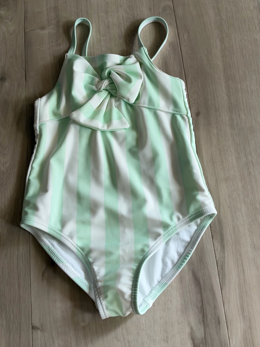 Carter's Mint Green & White Striped One-Piece Swimsuit with Front Bow